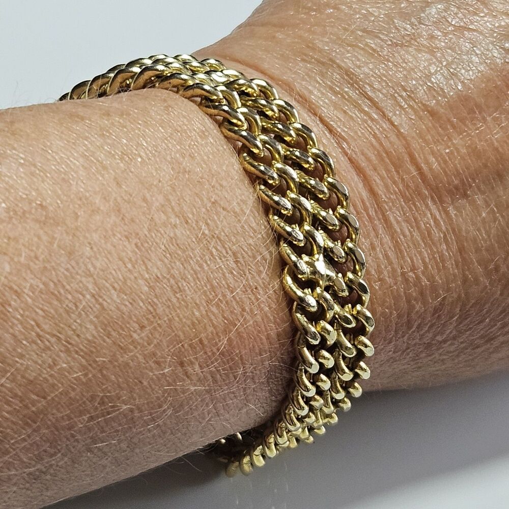 Vintage Goldette NY Gold Tone bracelet 6.75” Chunky Chain Layered - Picture 6 of 16